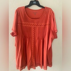 Lace-Trim Pintucked Tunic 2X (26-28) never worn